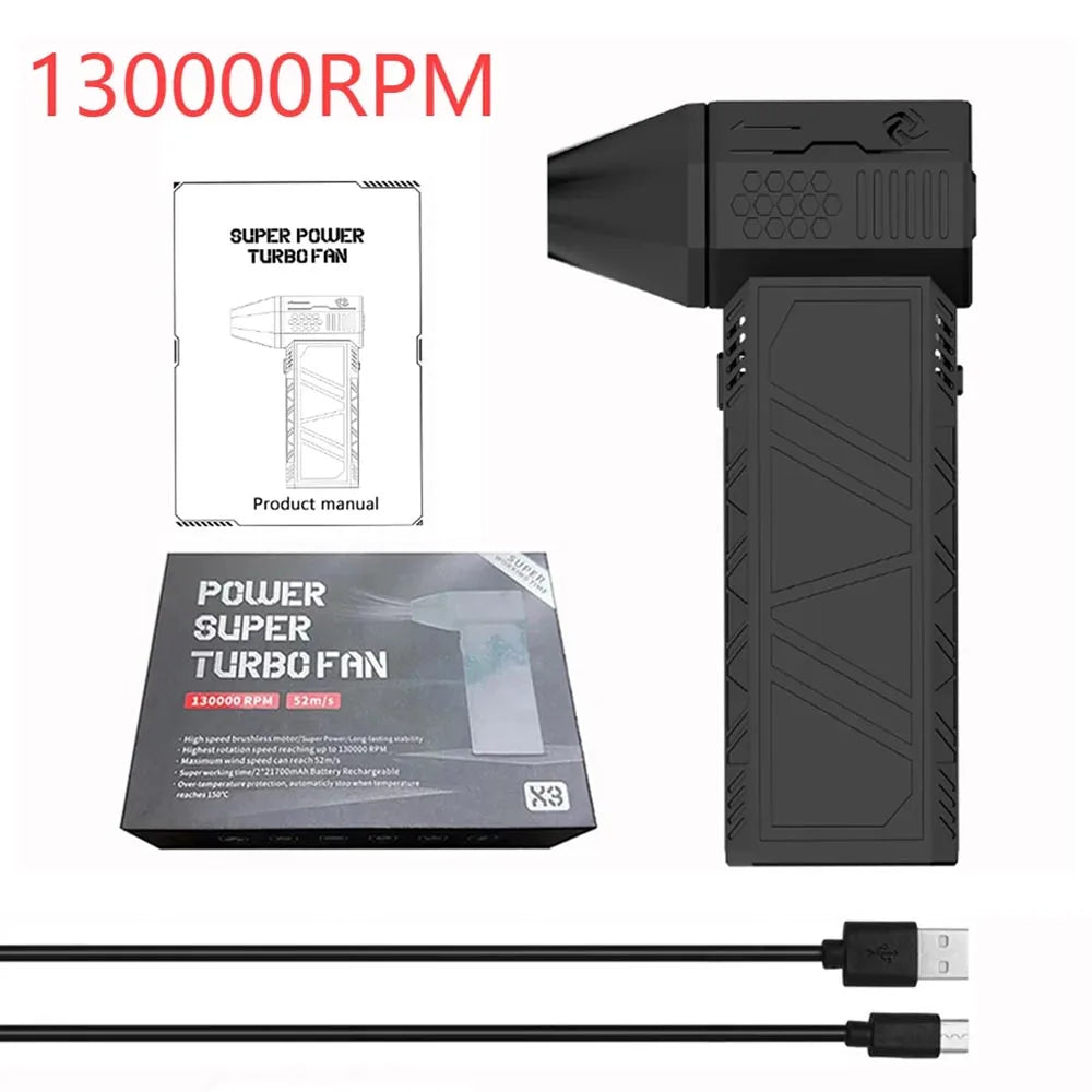Caer Mini Turbo Jet Fan Electric Air Duster with 1&3 Gear Adjustable Speed 130000RPM 52M/S Car Computer Cleaning Blower Tool Kit